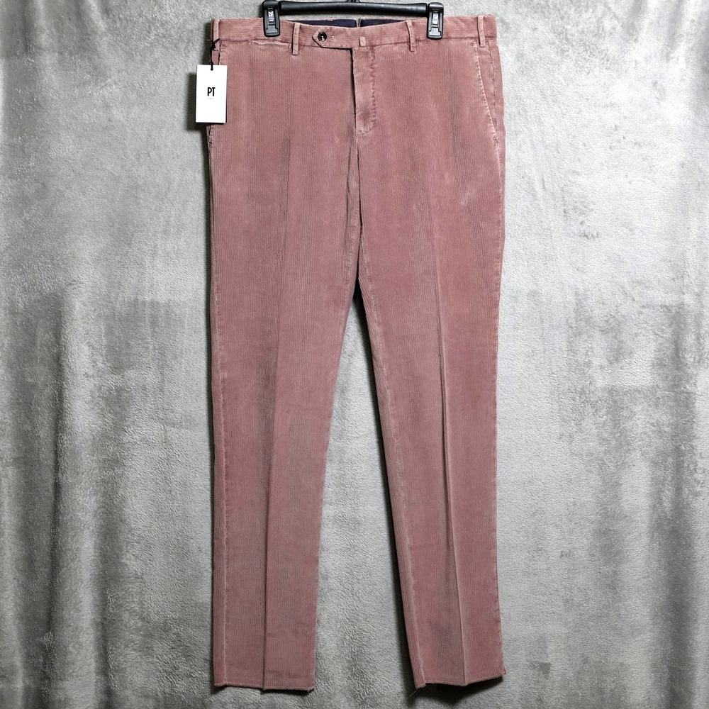 PT Torino Corduroy Pants Mens 37x35 Pink Slim Fit Stretch Trousers Preppy Casual